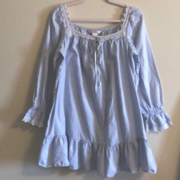 Victoria's Secret Other - VTG Victoria’s Secret Blue Cotton Babydoll Nightgown HTF!